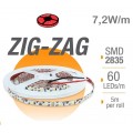 Tira LED 5 mts Flexible ZIG-ZAG 36W 300 Led SMD 2835 IP20 Rojo Serie Profesional